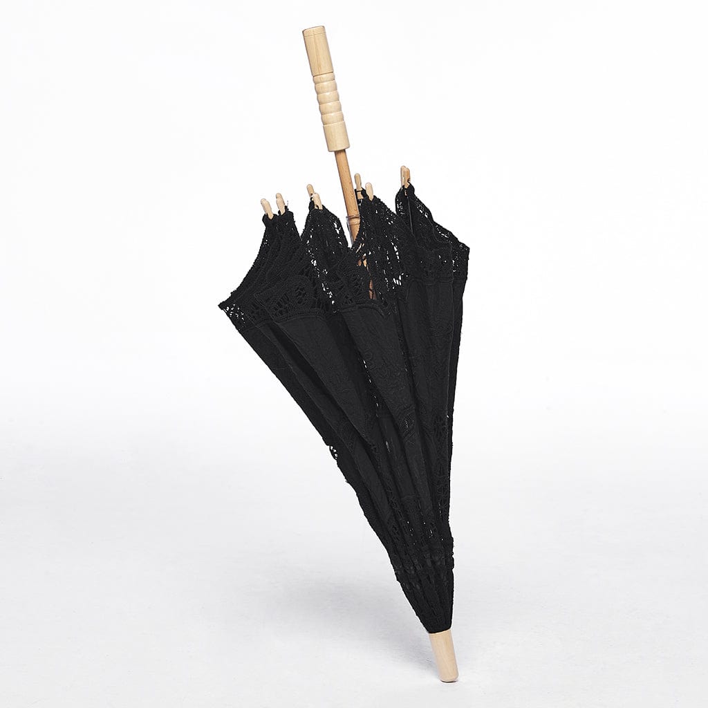 PUNK RAVE Women's Gothic Floral Lace Umbrella