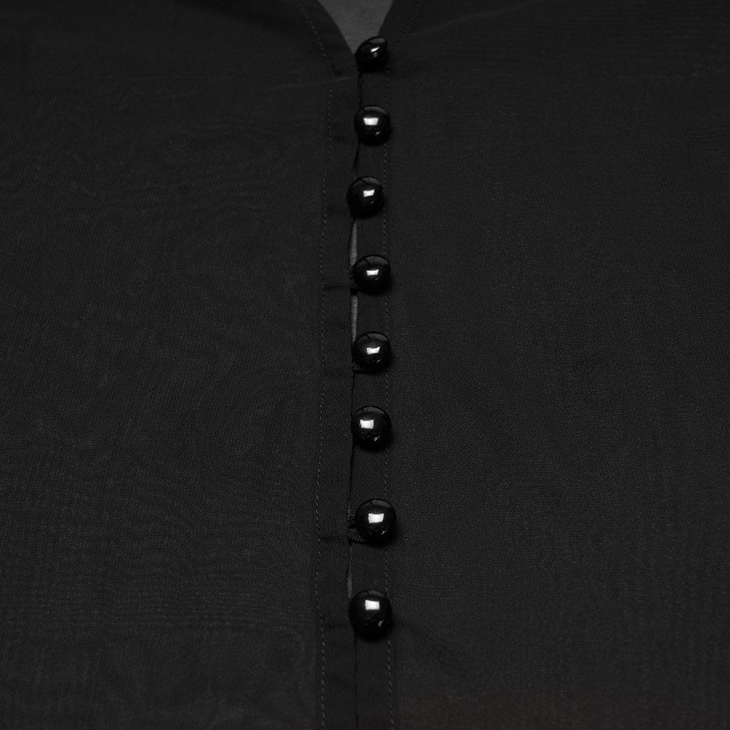 PUNK RAVE Women's Gothic Gradient Flared Sleeve Sheer Chiffon Shirt