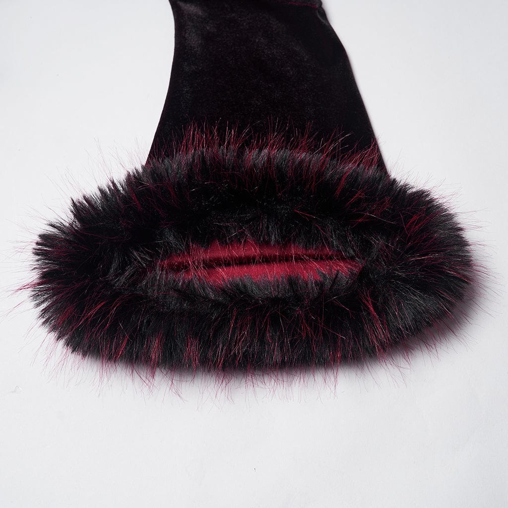 PUNK RAVE Women's Gothic Gradient Velvet Dress Red