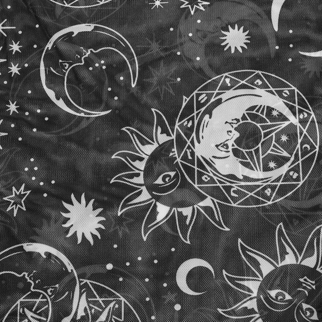 PUNK RAVE Women's Gothic Half-high Collar Sun Mesh Tank Top