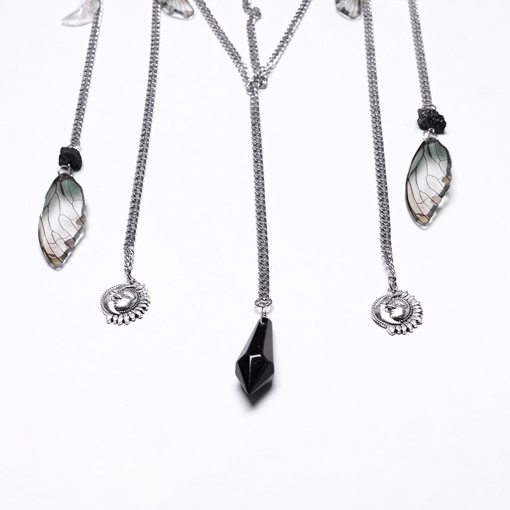 PUNK RAVE Women's Gothic Irregular Crystal Cross Headwear Black