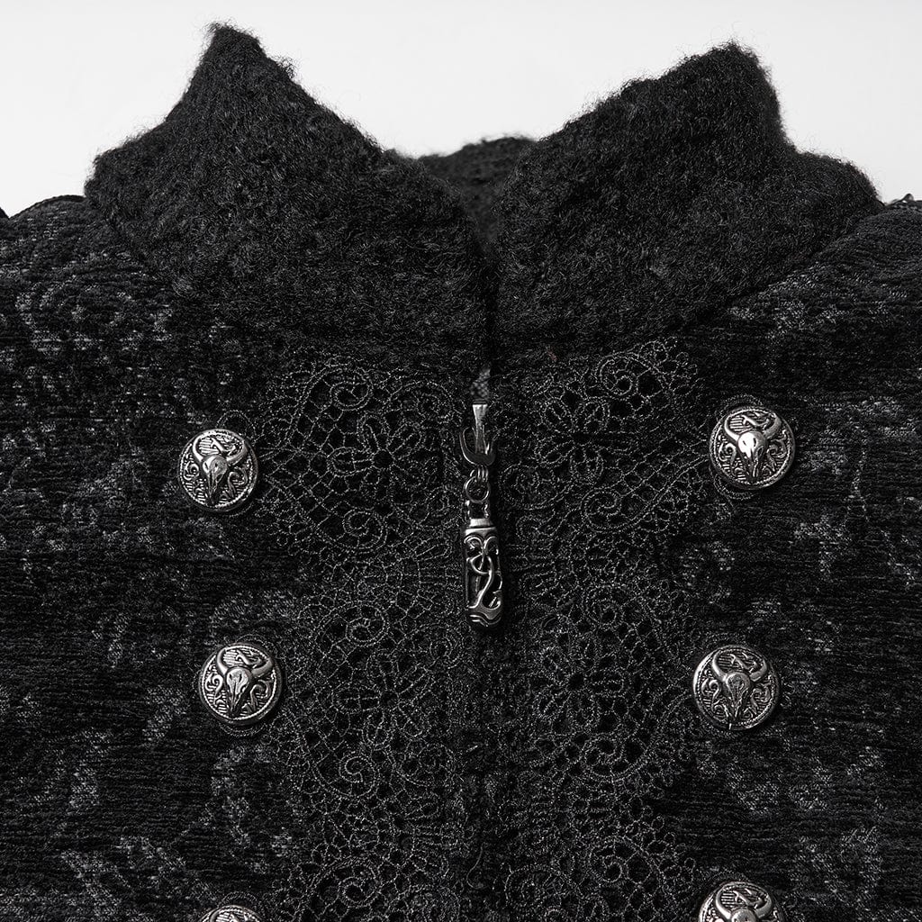 PUNK RAVE Women's Gothic Jacquard Double-Breasted Coat