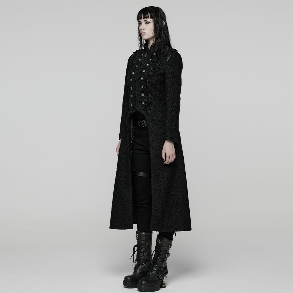 PUNK RAVE Women's Gothic Jacquard Double-Breasted Coat