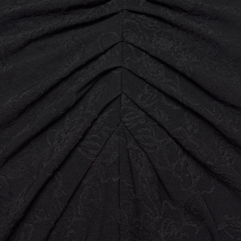PUNK RAVE Women's Gothic Jacquard Plunging Ruched Halterneck Dress