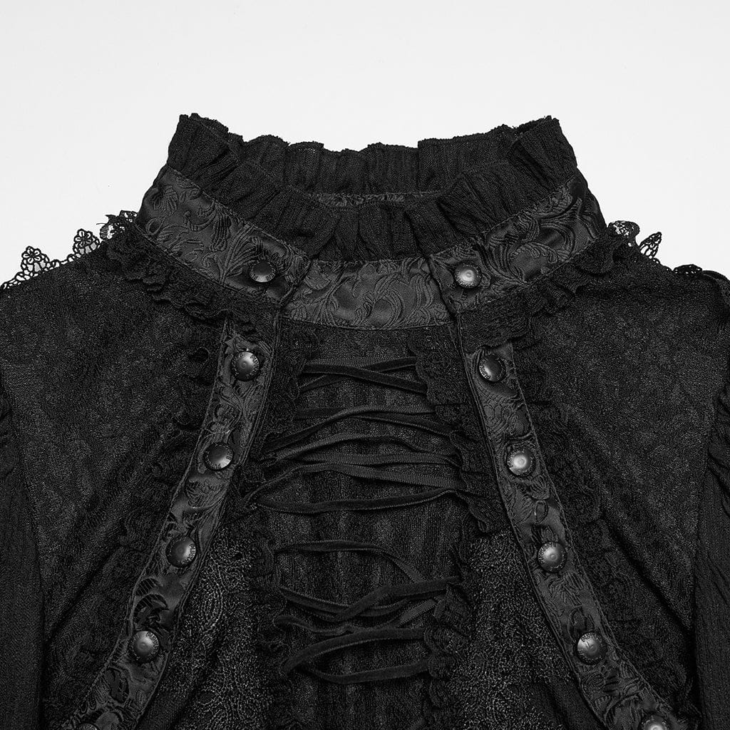 PUNK RAVE Women's Gothic Lace Pullover Long Sleeved Shirt