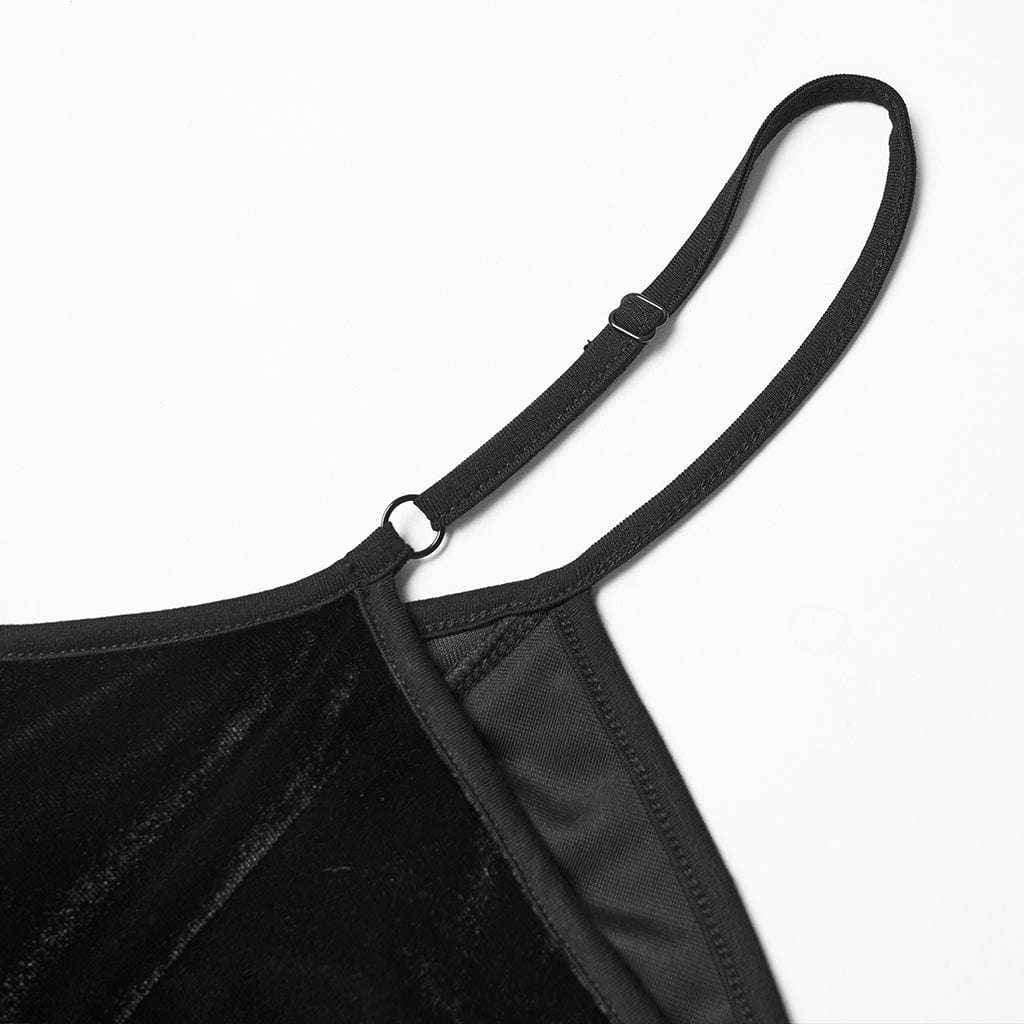 PUNK RAVE Women's Gothic Lace Splice Lace-up Slip Dress