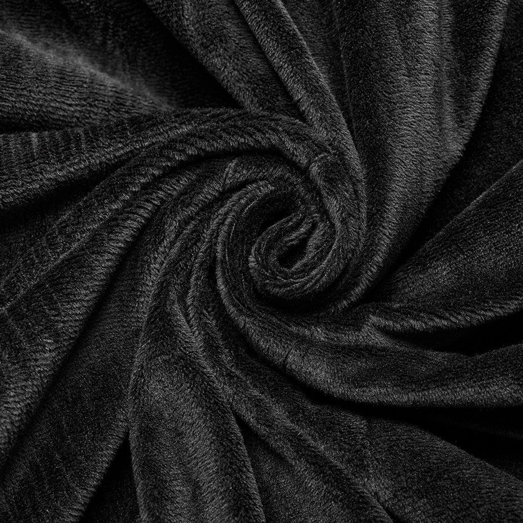 PUNK RAVE Women's Gothic Lace-up Faux Fur Splice Hooded Coat Black