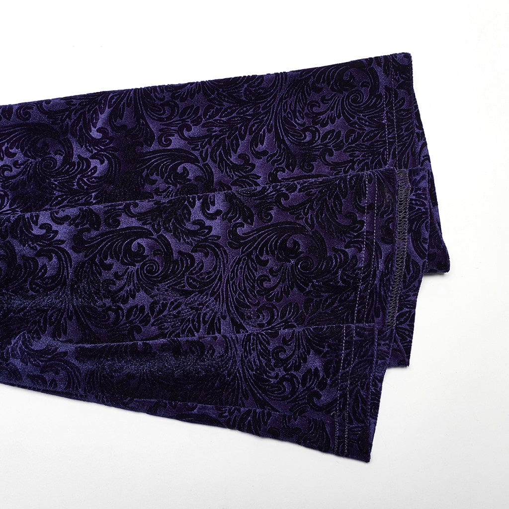 PUNK RAVE Women's Gothic Lace-up Velvet Flared Pants Violet