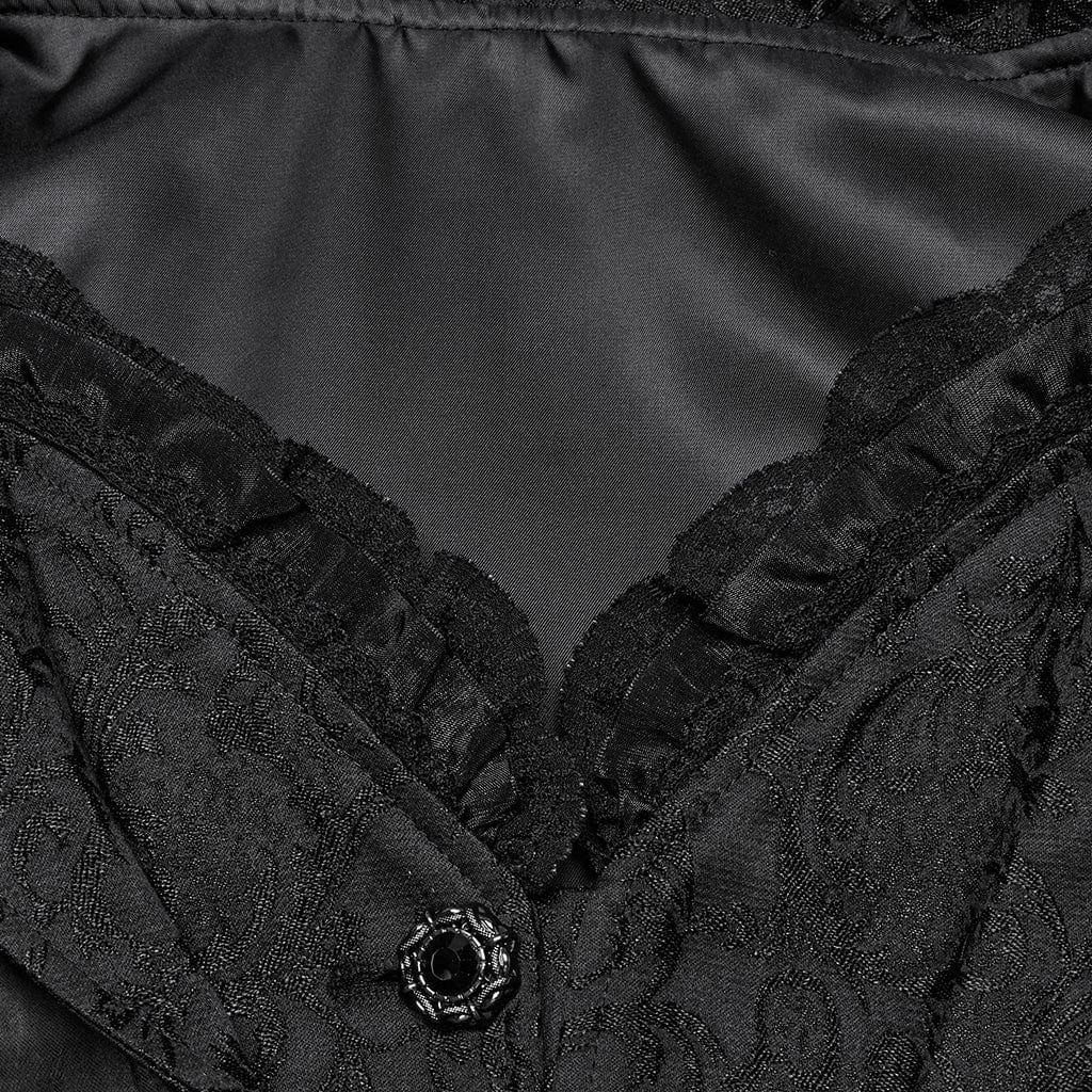 PUNK RAVE Women's Gothic Lapel Collar Flared Sleeved High/low Jacket