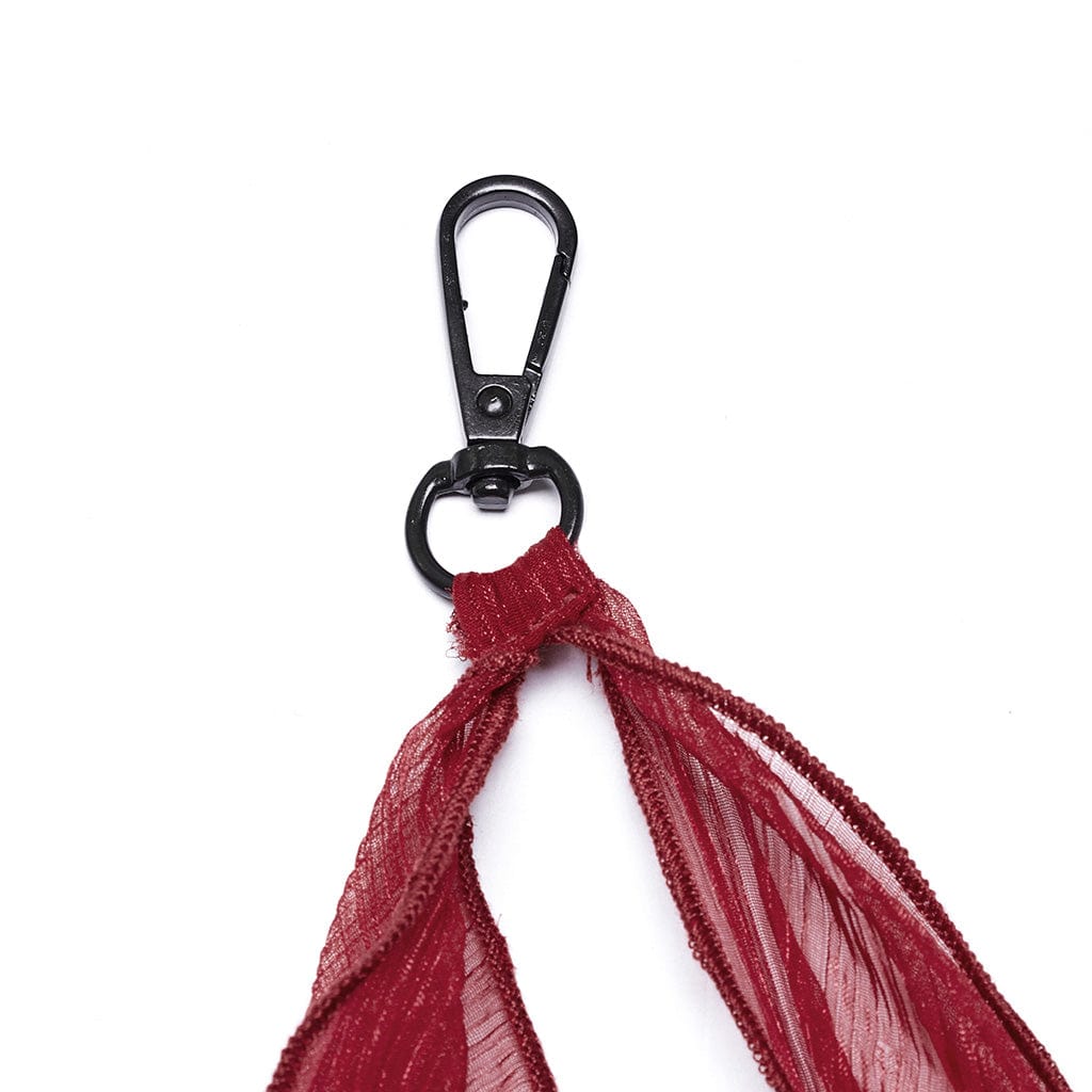 PUNK RAVE Women's Gothic Layered Beaded Detachable Cloak Red