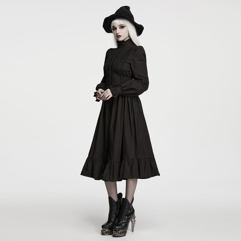 PUNK RAVE Women's Gothic Layered Ruffle Witch Knitted Hat