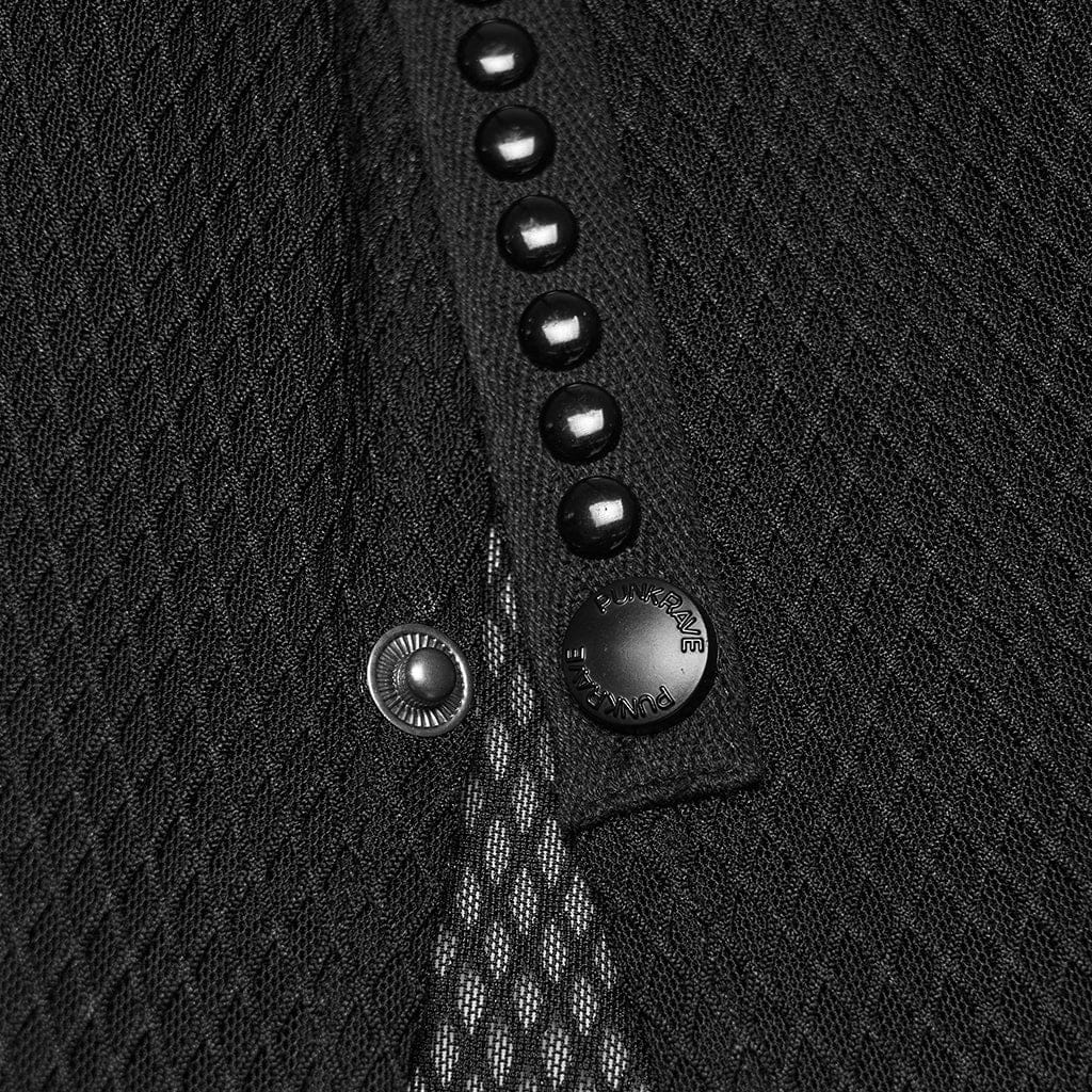 PUNK RAVE Women's Gothic Mesh Sheer Side Slit Long Skirt