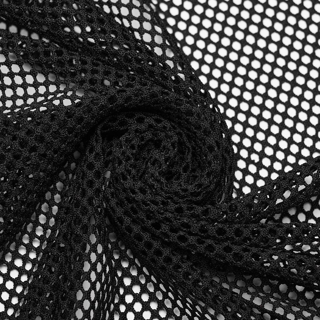 PUNK RAVE Women's Gothic Mesh Splice Red Rose Velvet Halterneck Dress