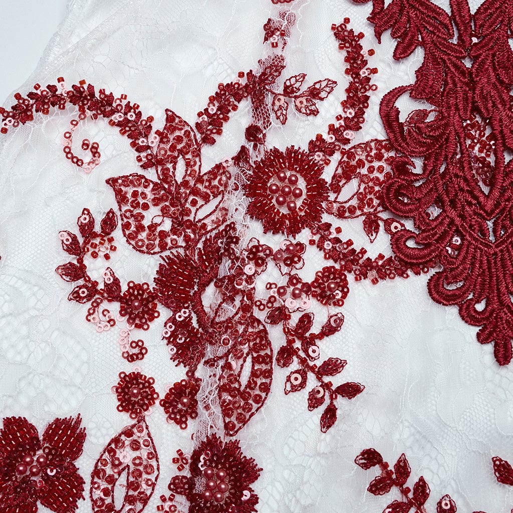 PUNK RAVE Women's Gothic Off-the-shoulder Sequin Lace Gown Fishtail Dress