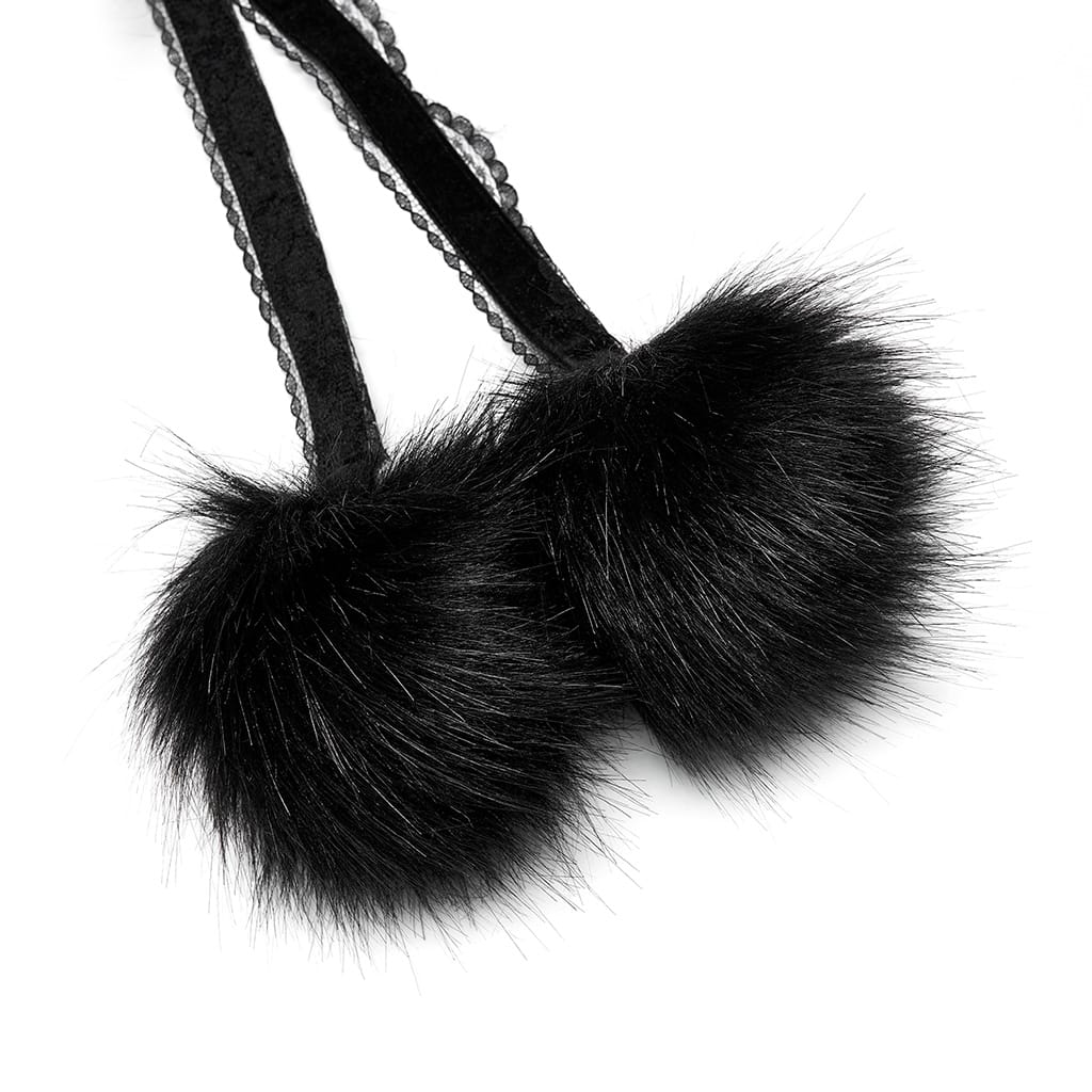 PUNK RAVE Women's Gothic Punk Faux Fur Long Cloak