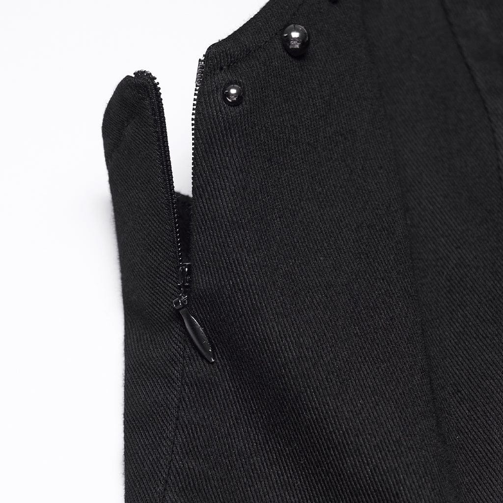 PUNK RAVE Women's Gothic Rivet Pleated Slip Dress