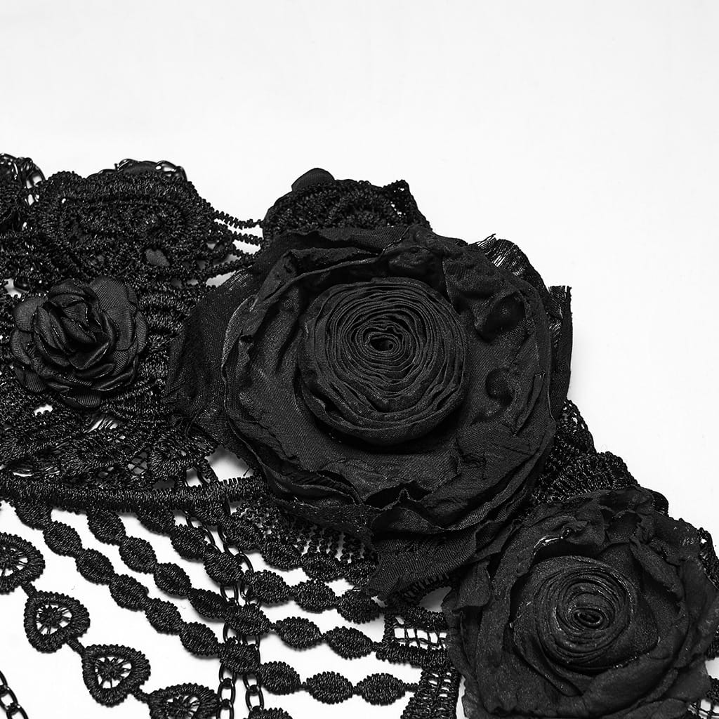 PUNK RAVE Women's Gothic Rose Chain Hip Harness Black