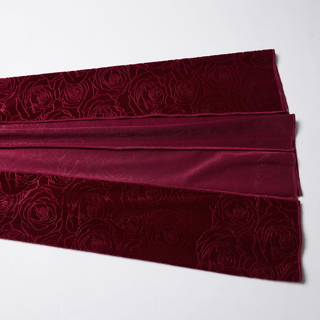 PUNK RAVE Women's Gothic Rose Printed Cutout Bell Sleeved Gown Dress Wedding Dress Red