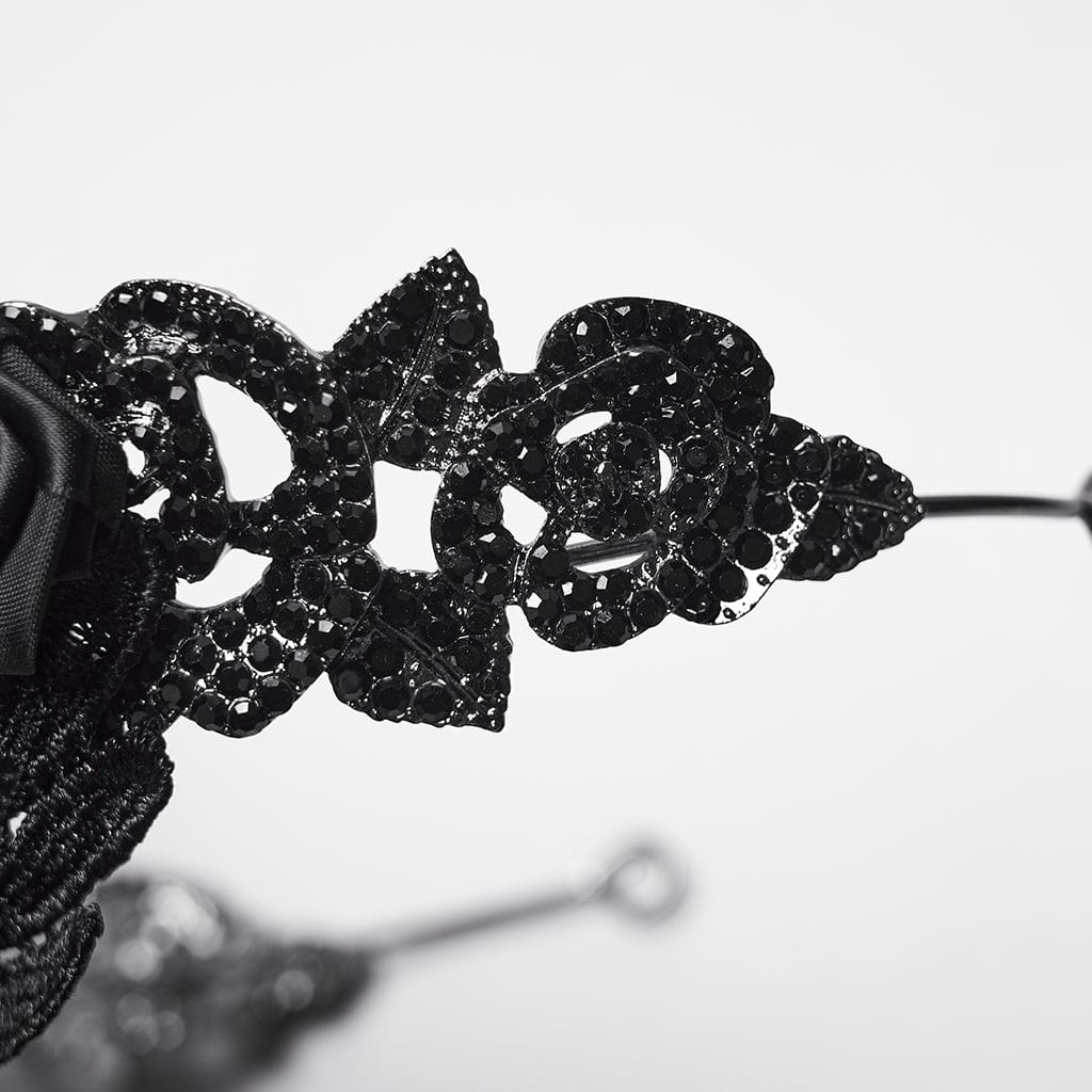 PUNK RAVE Women's Gothic Rose Skull Diamante Crown