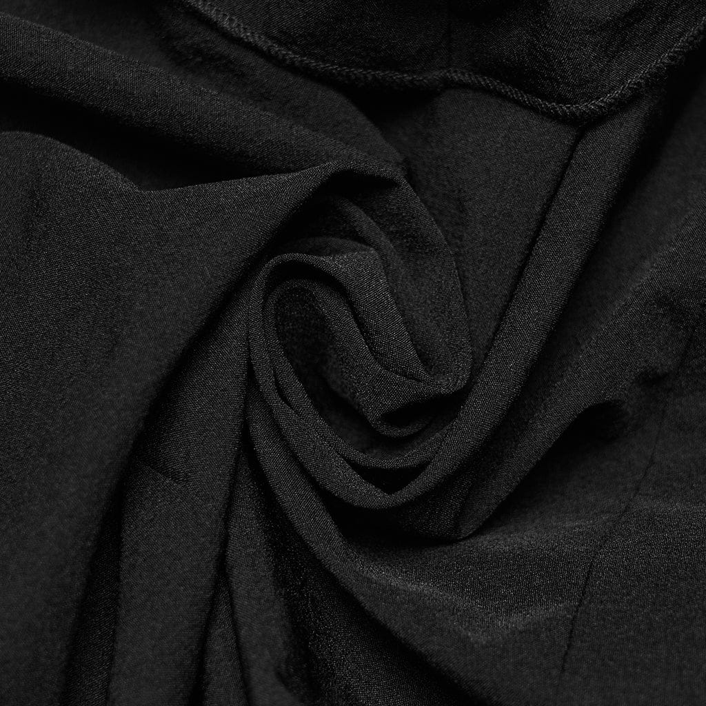 PUNK RAVE Women's Gothic Ruffled Plunging Puff Short Sleeved Shirt