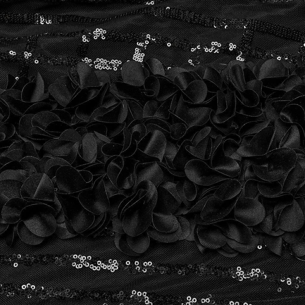 PUNK RAVE Women's Gothic Sequin Feather Floral Skirt