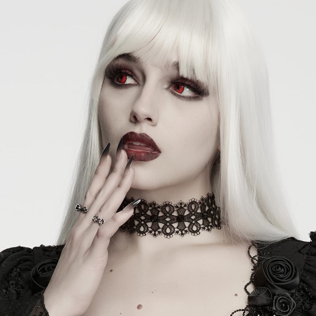 PUNK RAVE Women's Gothic Spiked Lace Choker