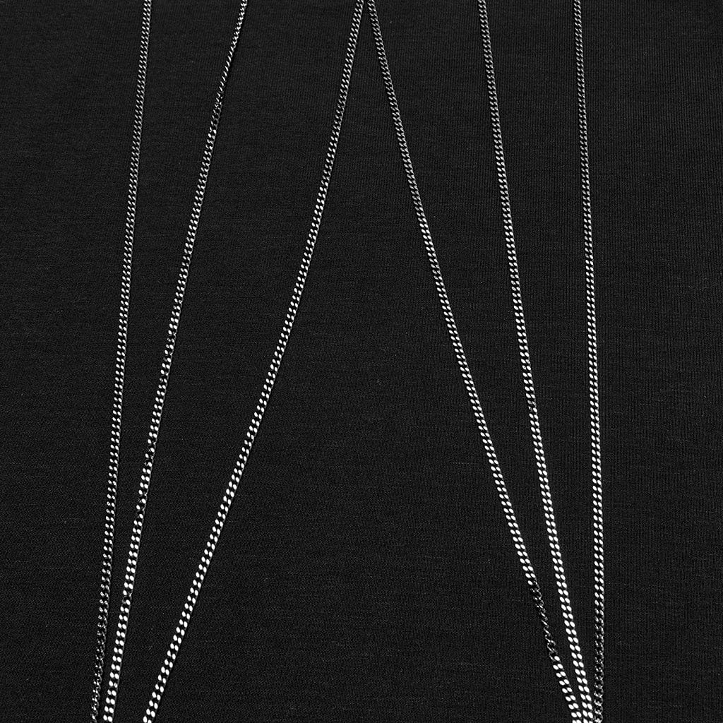 PUNK RAVE Women's Gothic Stand Collar Bat Mesh Splice Chain Shirt Black