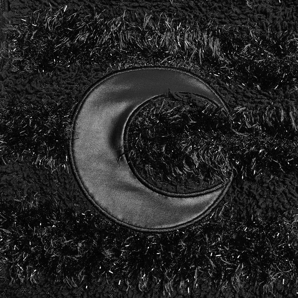 PUNK RAVE Women's Gothic Stand Collar Faux Fur Splice Party Dress Black