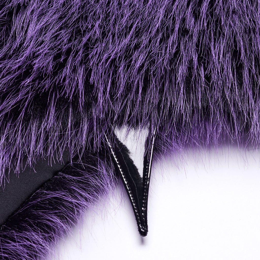 PUNK RAVE Women's Gothic Stand Collar Gradient Faux Fur Cape Violet