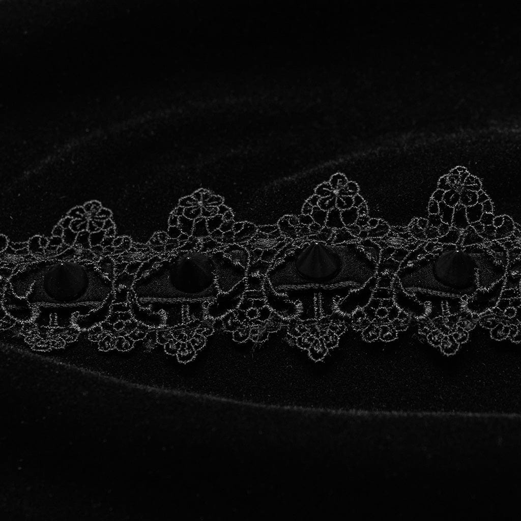 PUNK RAVE Women's Gothic Stand Collar Lace Splice Velvet Cape