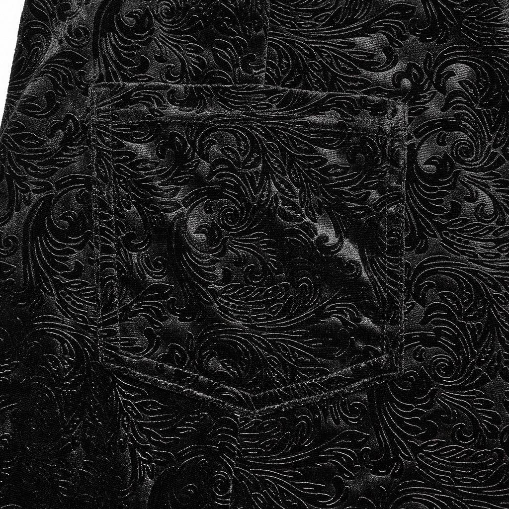 PUNK RAVE Women's Gothic Strappy Jacquard Flared Pants