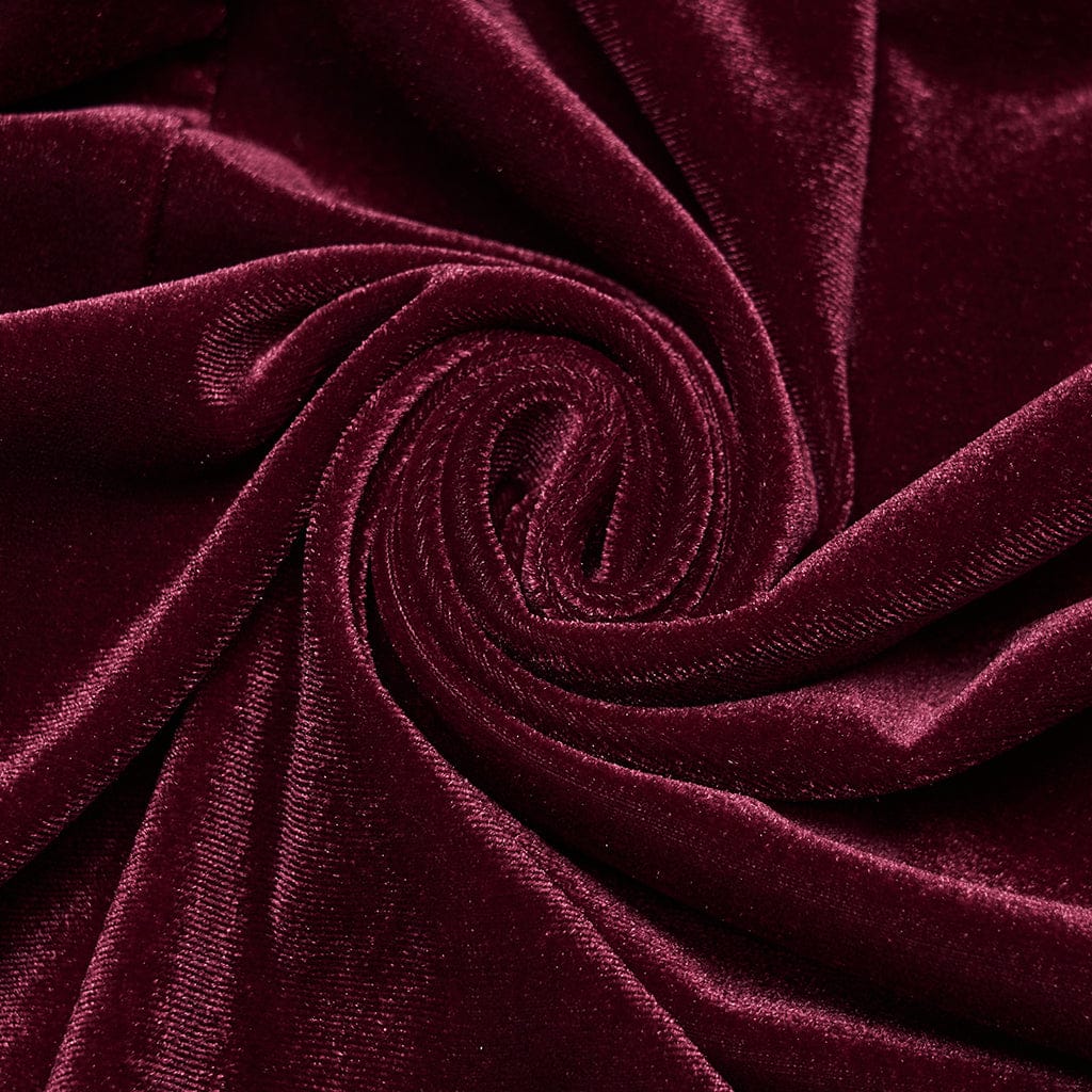 PUNK RAVE Women's Gothic Velvet Ruched Mermaid Skirt Red