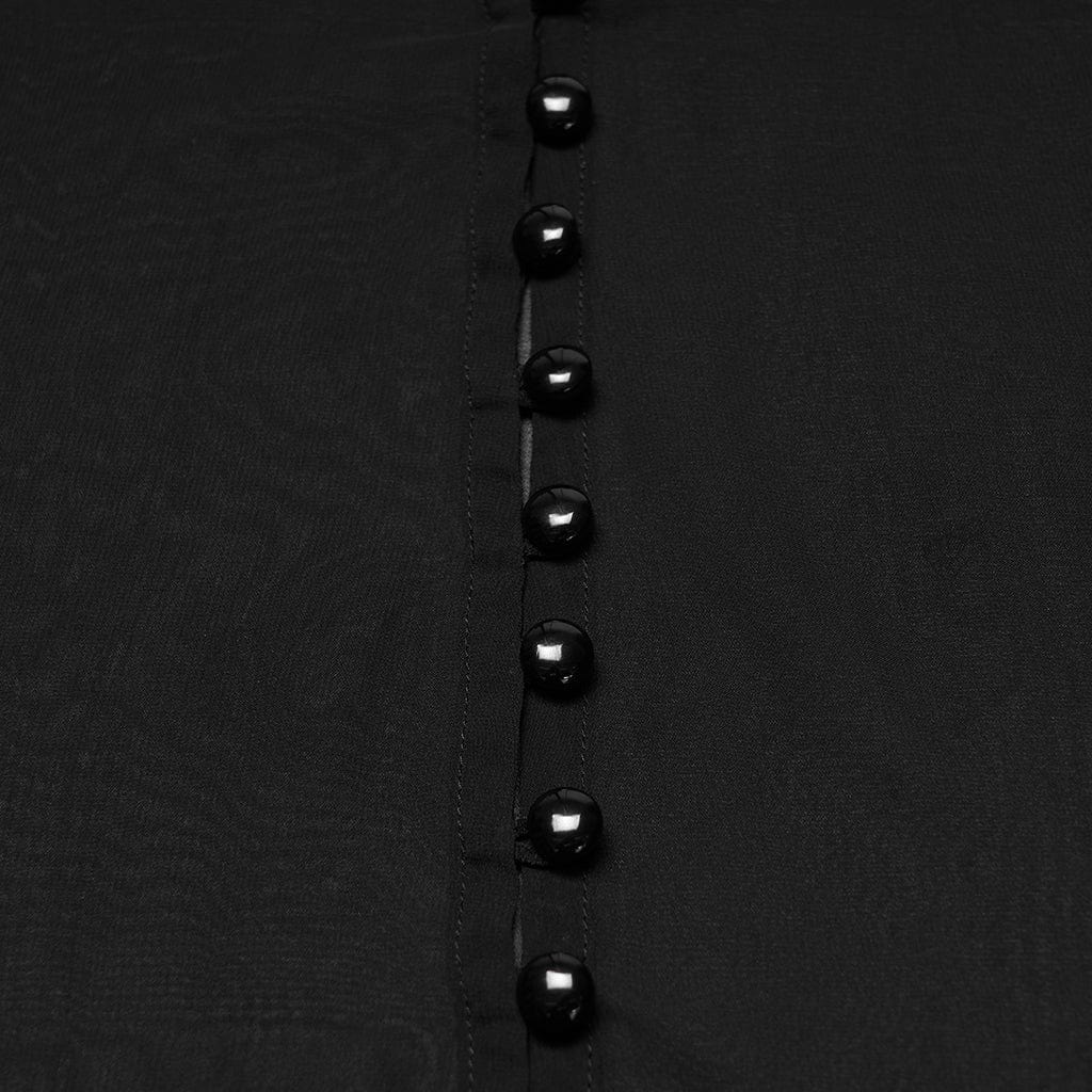 PUNK RAVE Women's Grunge Gradient Flared Sleeve Sheer Chiffon Shirt