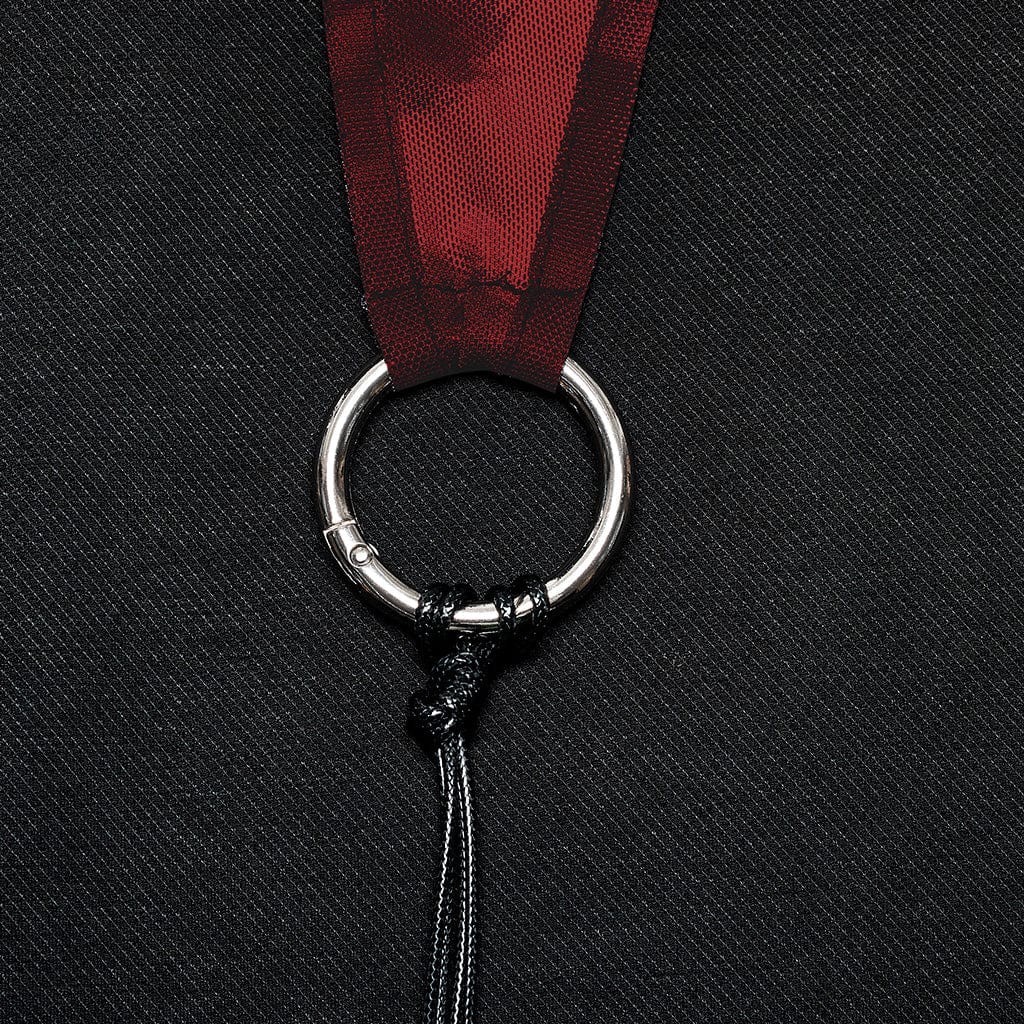 PUNK RAVE Women's Grunge Ink Printed Split Slip Dress with Neckwear