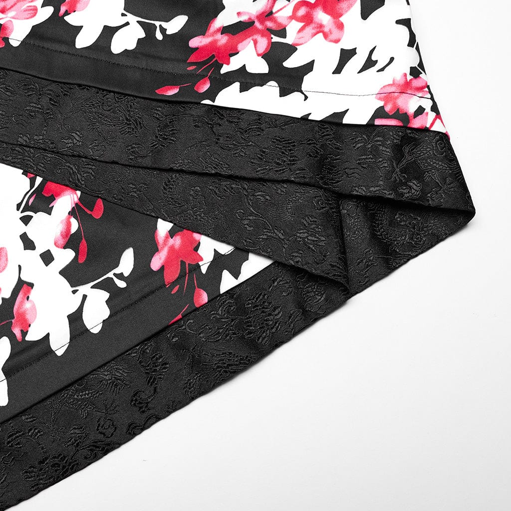 PUNK RAVE Women's Lolita Floral Printed Kimono with Skirt