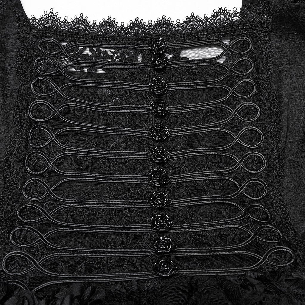 PUNK RAVE Women's Lolita Puff Sleeved Layered High/low Prom Dress