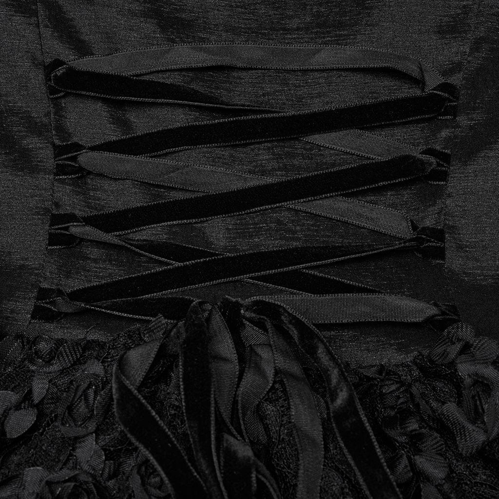 PUNK RAVE Women's Lolita Puff Sleeved Layered High/low Prom Dress