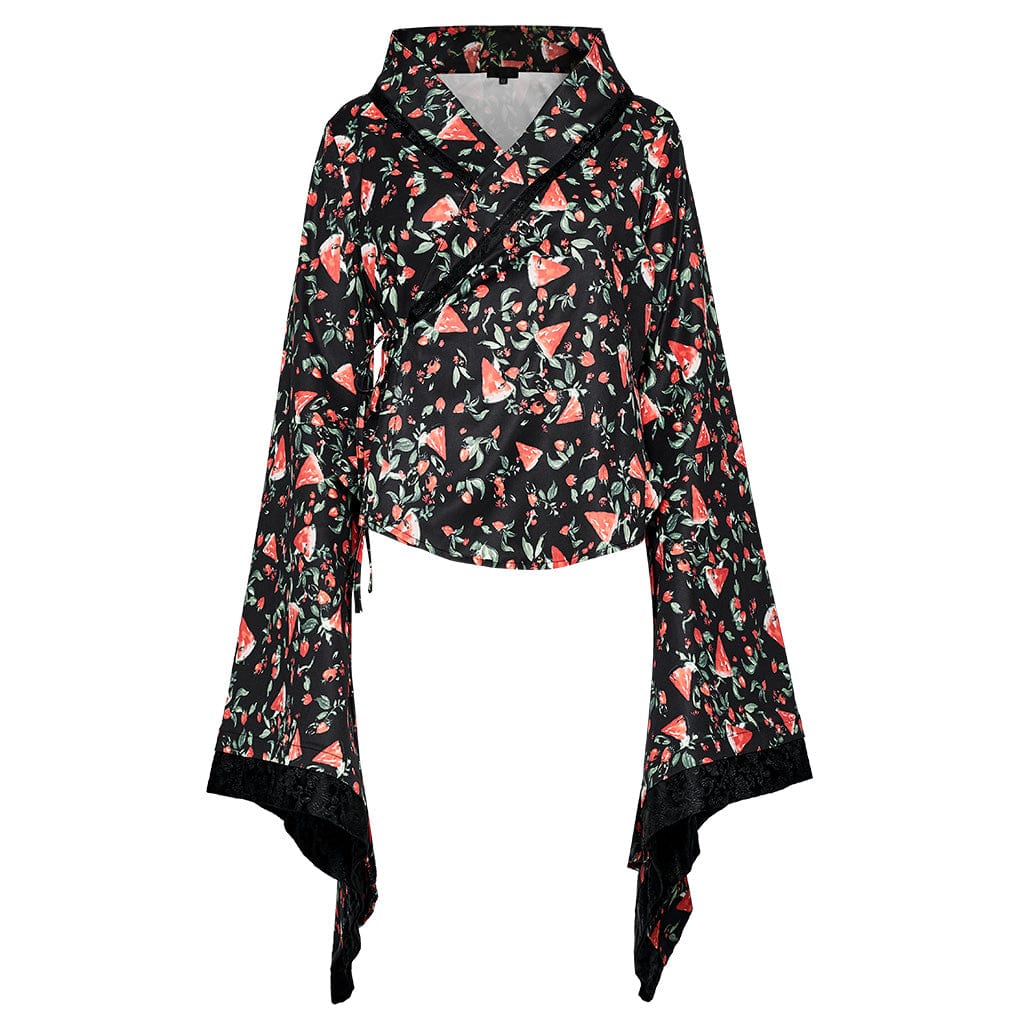 PUNK RAVE Women's Lolita Watermelon Printed Kimono with Skirt