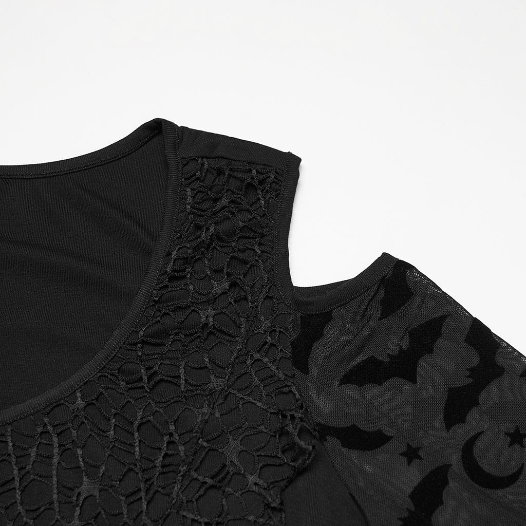 PUNK RAVE Women's Plus Size Gothic Irregular Off-the-shoulder Ruffled Witch Dress