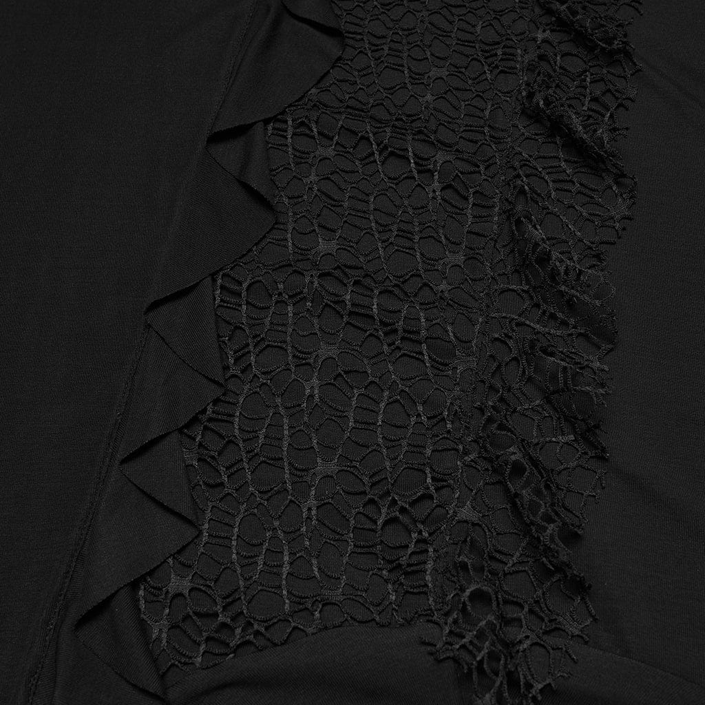 PUNK RAVE Women's Plus Size Gothic Irregular Off-the-shoulder Ruffled Witch Dress