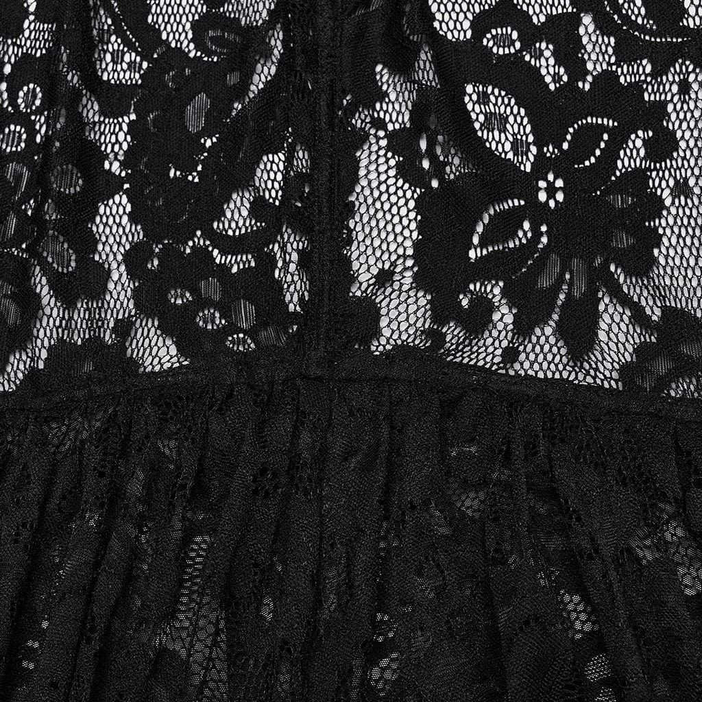 PUNK RAVE Women's Plus Size Gothic Irregular Split Lace Cape with Hood