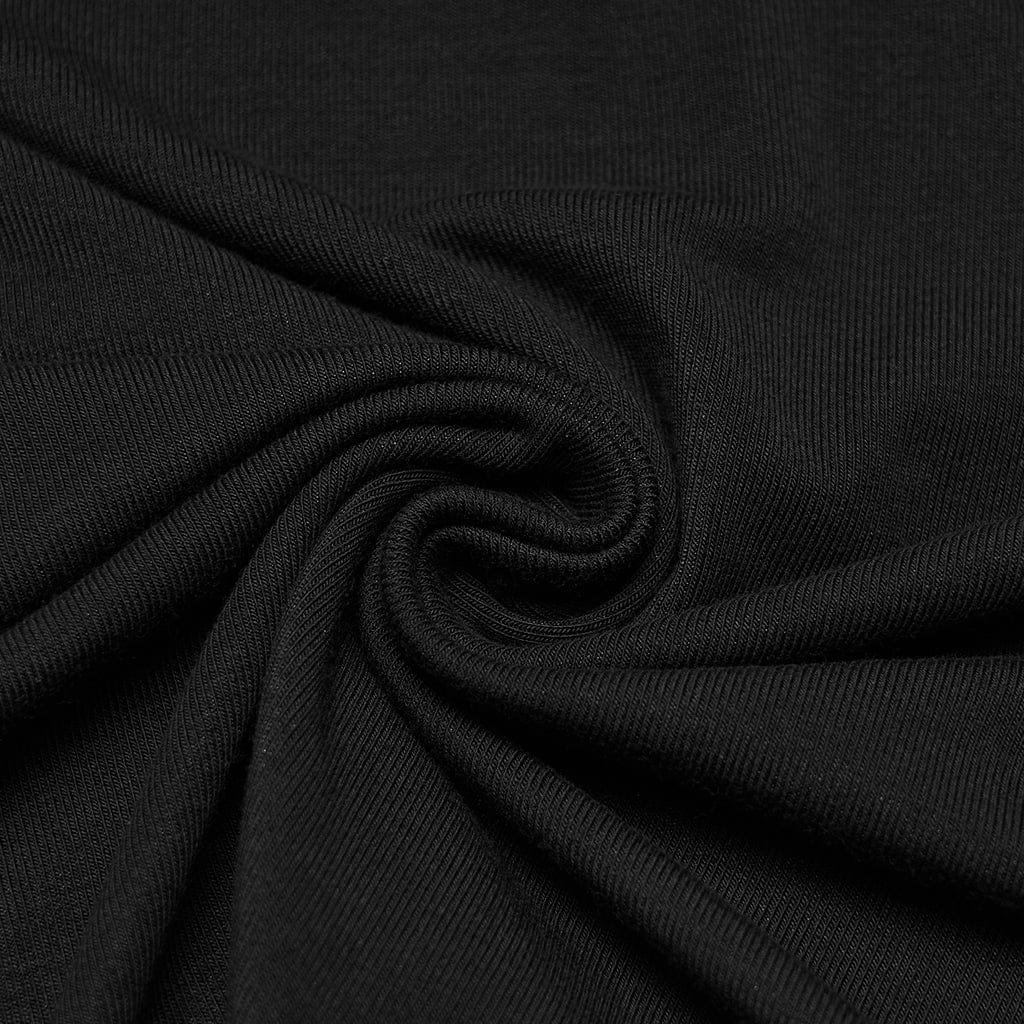 PUNK RAVE Women's Plus Size Gothic Off-the-shoulder Eyelet Strap Shirt