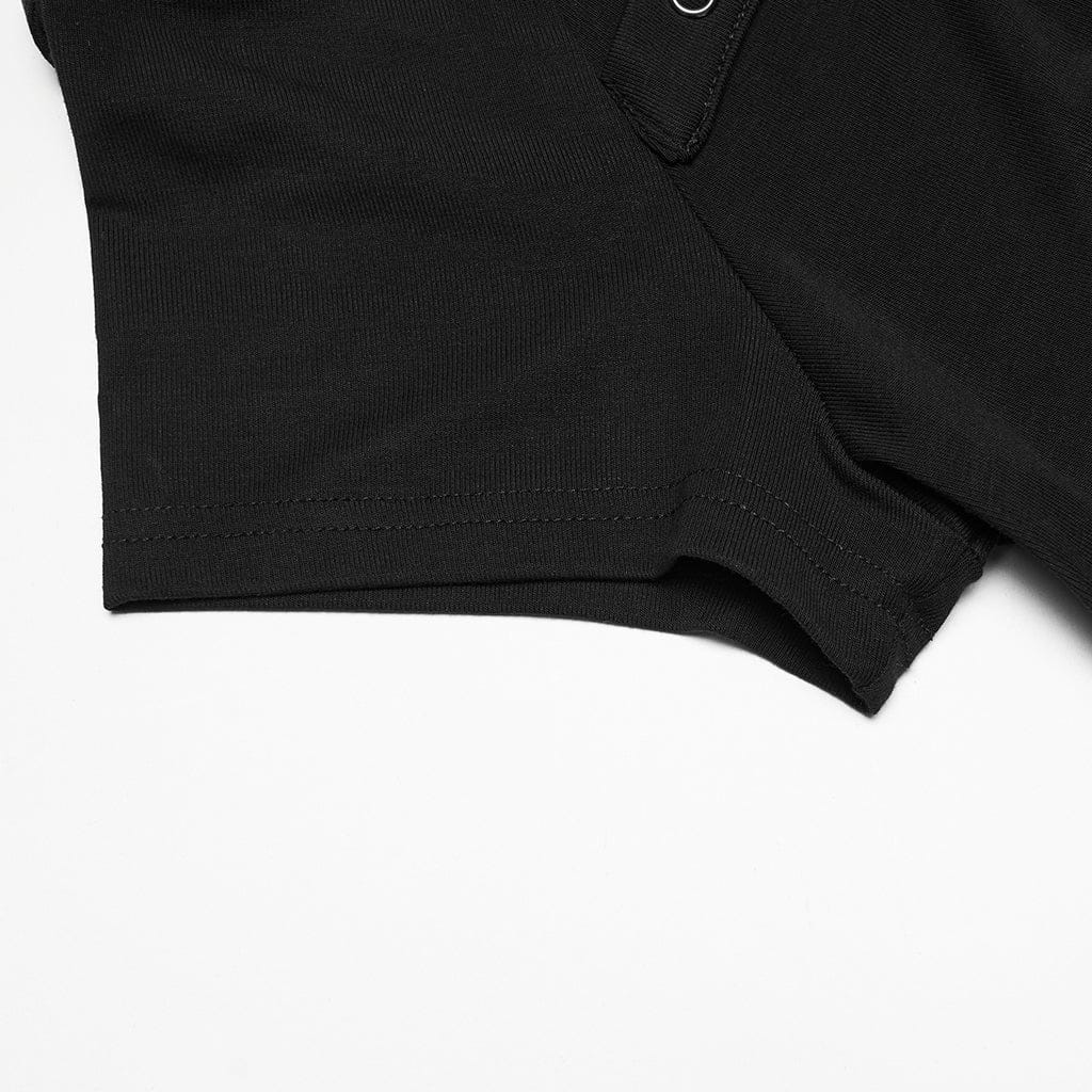 PUNK RAVE Women's Plus Size Gothic Off-the-shoulder Eyelet Strap Shirt