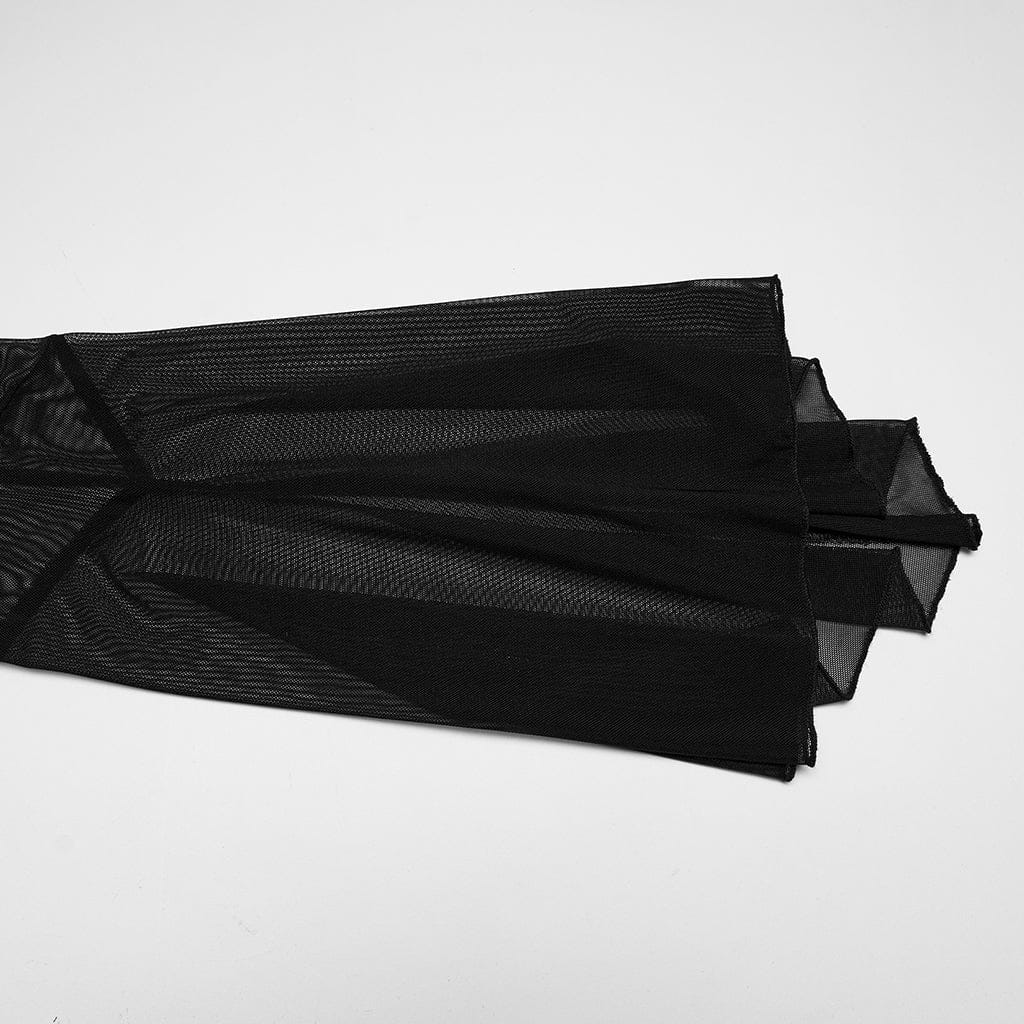 PUNK RAVE Women's Plus Size Gothic Plunging Flared Sleeved Lace-up Shirt