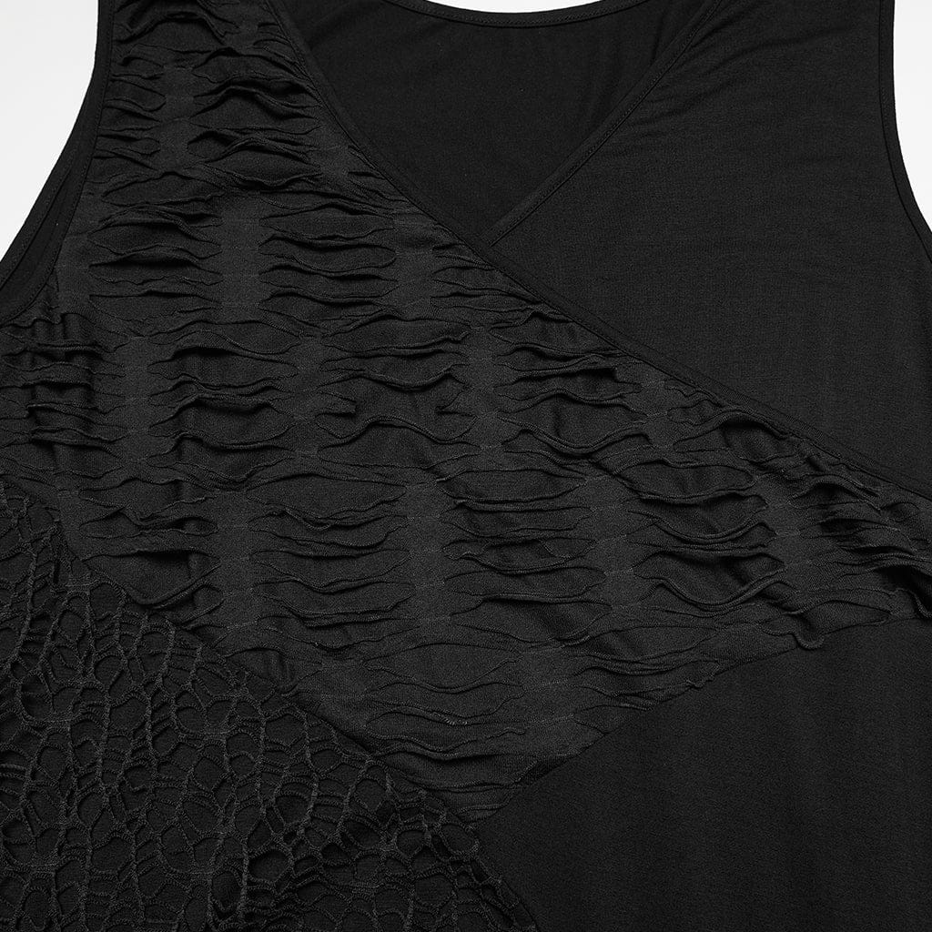 PUNK RAVE Women's Plus Size Gothic Plunging Irregular Ripped Honeymoon Dress