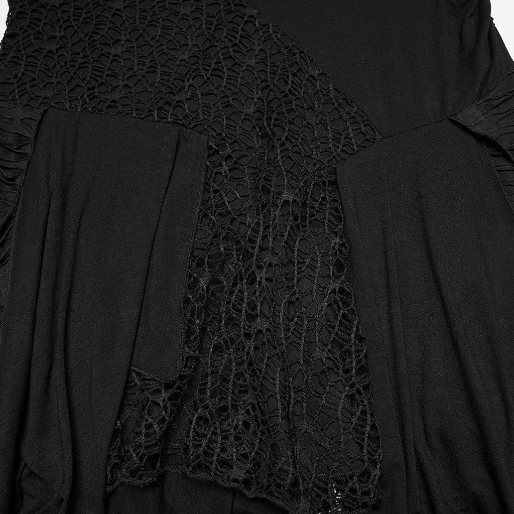 PUNK RAVE Women's Plus Size Gothic Plunging Irregular Ripped Honeymoon Dress