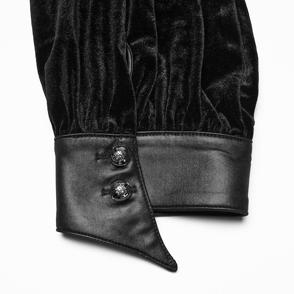 PUNK RAVE Women's Plus Size Gothic Puff Sleeved Gradient Velvet Shirt