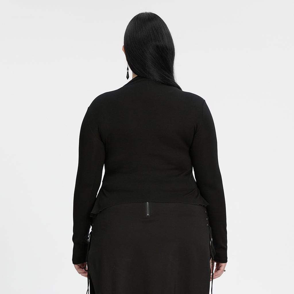 PUNK RAVE Women's Plus Size Punk Irregular Moon Printed Shirt