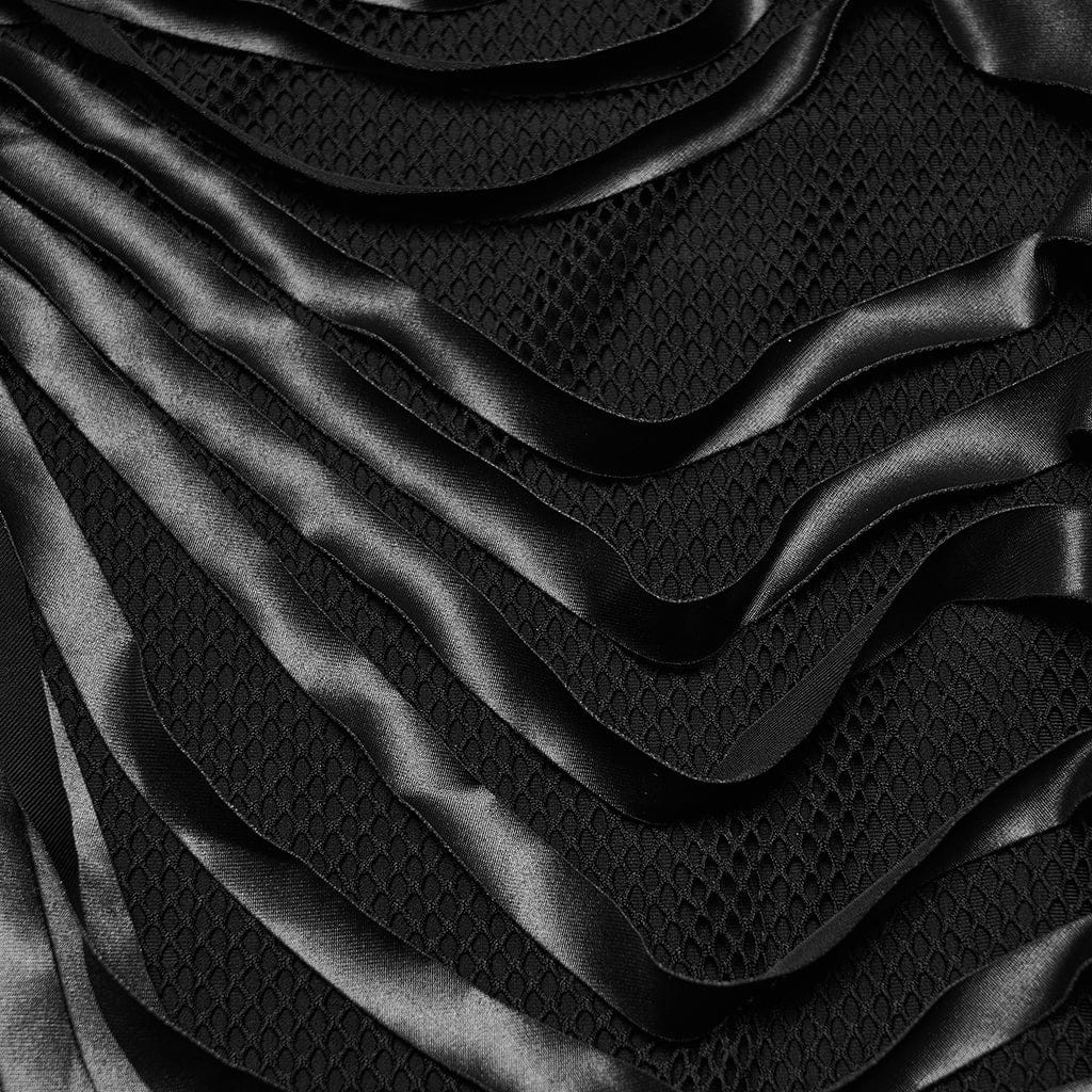 PUNK RAVE Women's Plus Size Punk Ribbed Mesh Splice Tank Top