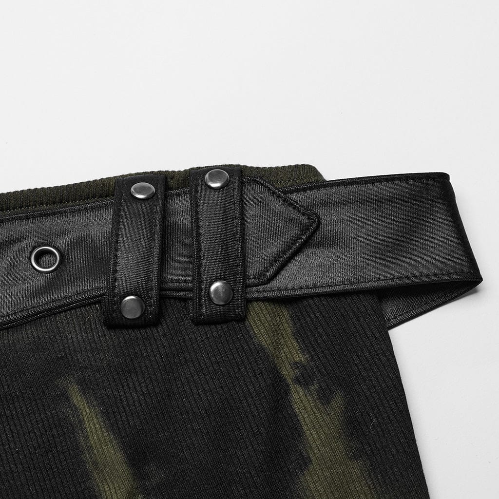 PUNK RAVE Women's Punk Buckle Eyelet Bustier Black-green